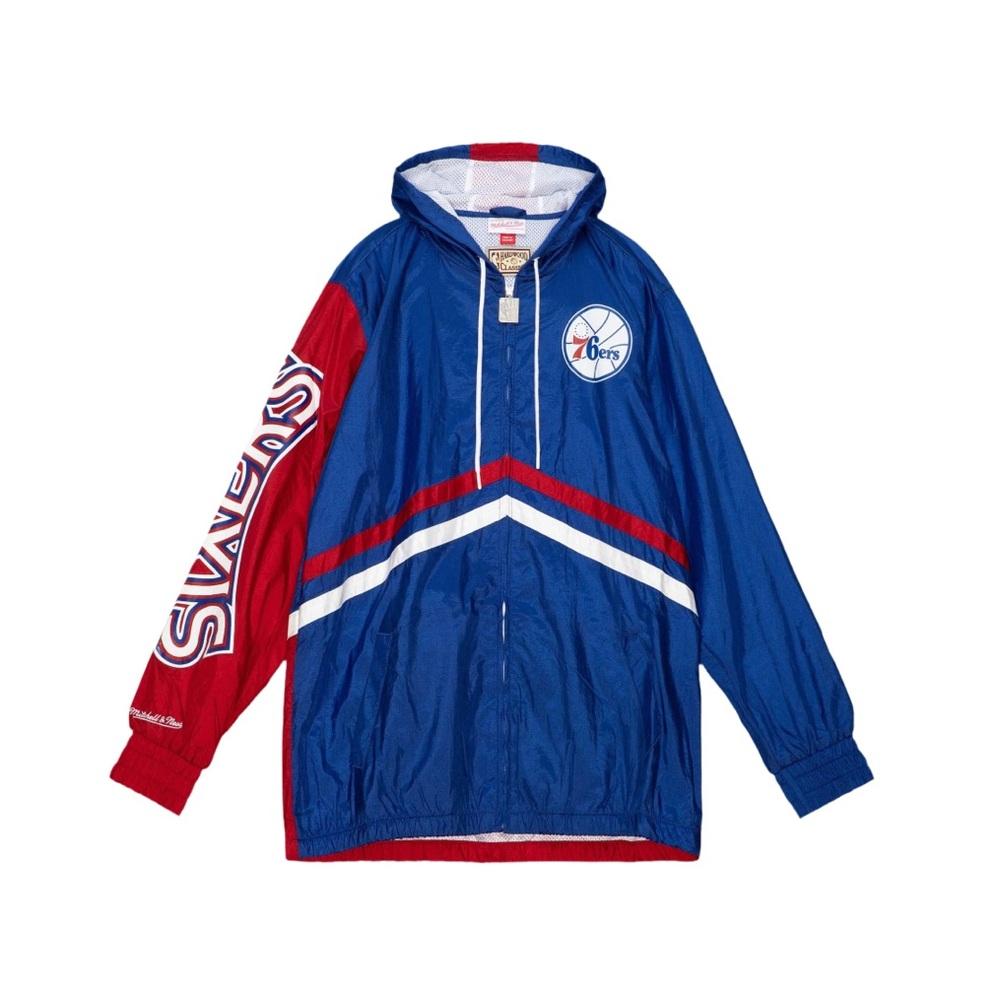 NWT Men’s Mitchell & Ness Royal Philadelphia 76ers Full-Zip Windbreak